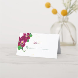 Carte De Placement fleurs d'hibiscus bordeaux vert feuilles