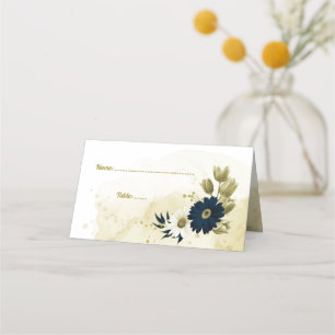 Carte De Placement fleurs Extraordinaires en ivoire bleu marine