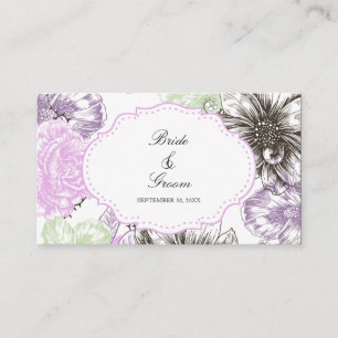 Carte De Placement Fleurs Graphiques Florales Modernes Vintage Noir V