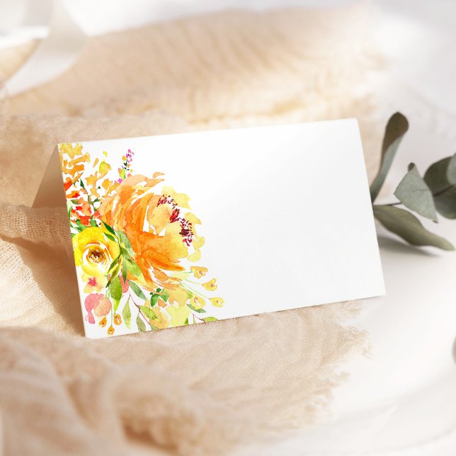 Carte De Placement Fleurs Jaunes Rustiques Mariage d'aquarelle (Créateur téléchargé)