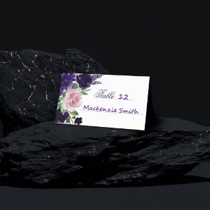 Carte De Placement Fleurs luxuriantes Bouquet pourpre et rose
