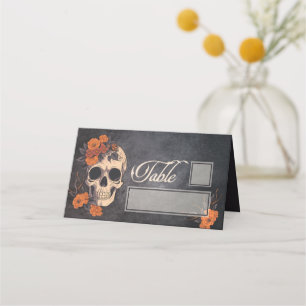 Carte De Placement Fleurs orange Elégante table et nom place