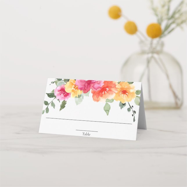 Carte De Placement Fleurs printanières estivales lumineuses rose oran (Devant)