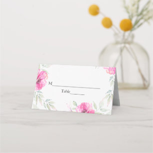 Carte De Placement Fleurs roses aquarelle botanique douche de mariage