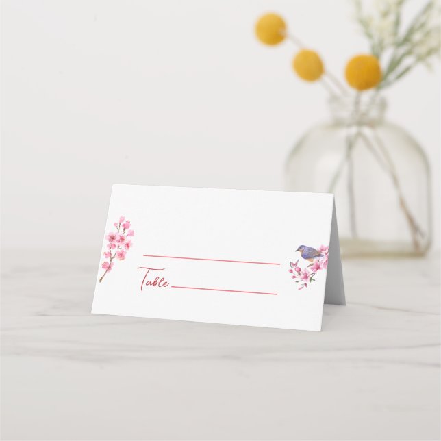 Carte De Placement Fleurs roses Aquarelle Mariage féminine (Dos)