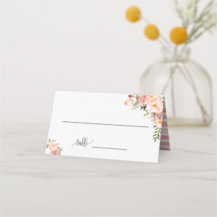 Carte De Placement Fleurs Roses Boho Chic Mariage Siège Plié