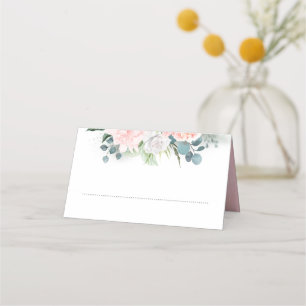 Carte De Placement Fleurs roses et Eucalyptus Aquarelle Verdure
