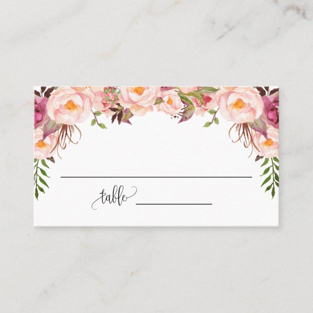 Carte De Placement Fleurs roses Fête des mariées Mariage plat (Devant)