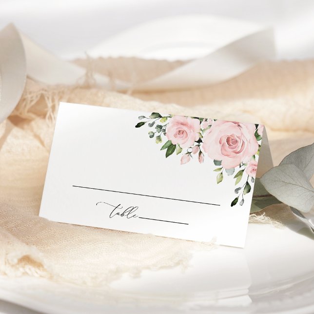 Carte De Placement Fleurs Rougissantes, Fleurs Roses, Bohème, Récepti (Créateur téléchargé)