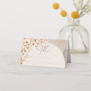 Carte De Placement Fleurs sauvages blancs en ivoire neutre en arc de 