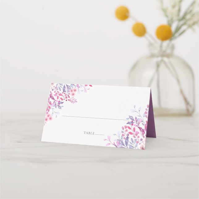 Carte De Placement Fleurs sauvages de la campagne violet Mariage flor (Devant)
