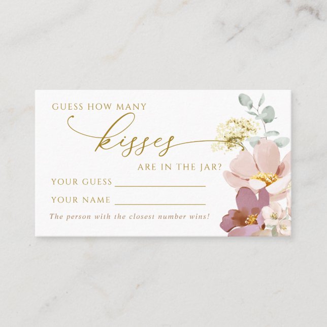 Carte De Placement Fleurs sauvages roses Combien de baisers Douche Ca (Devant)