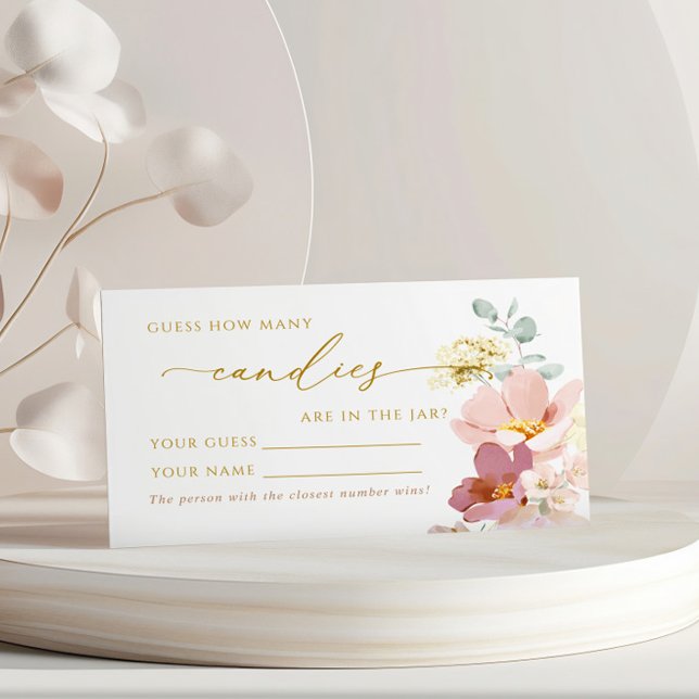 Carte De Placement Fleurs sauvages roses Combien de bonbons de douche (Créateur téléchargé)