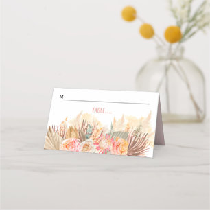 Carte De Placement Fleurs séchées et pampas herbe taché rose doux