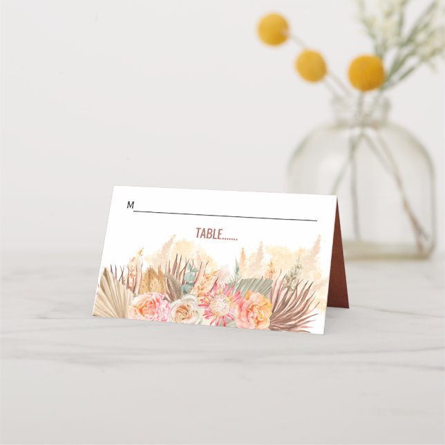 Carte De Placement Fleurs séchées et pampas herbe tachée terre cuite (Devant)