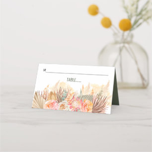 Carte De Placement Fleurs séchées et pampas herbe tachée vert