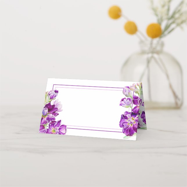 Carte De Placement Fleurs stocks parfumées du soir mariage violet (Devant)