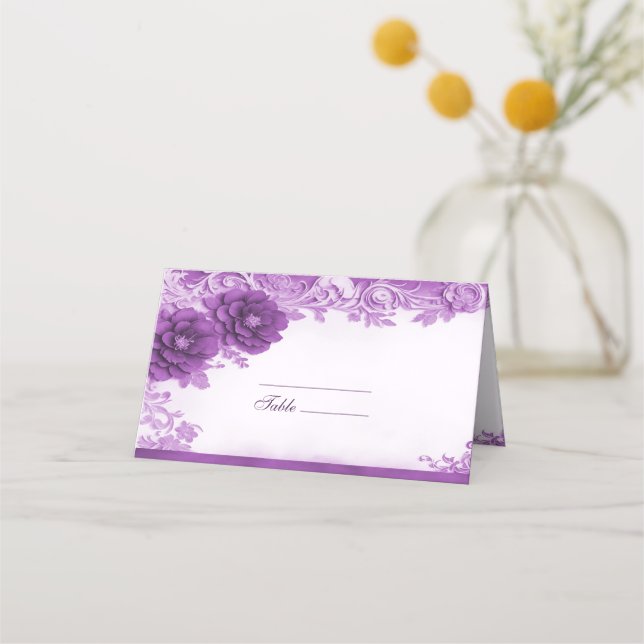Carte De Placement Fleurs violettes Carte de lieu fleurie (Devant)