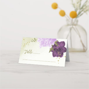Carte De Placement fleurs violettes vert feuilles