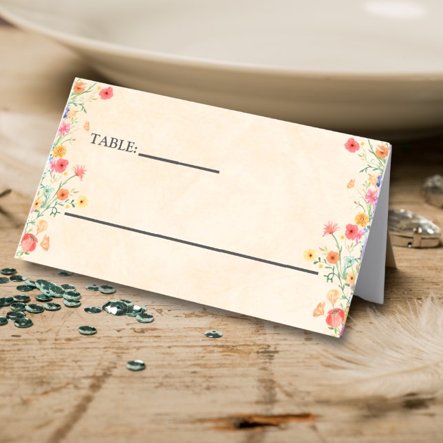 Carte De Placement Floral 50e anniversaire 50 ans aquarelle fleurs (Créateur téléchargé)