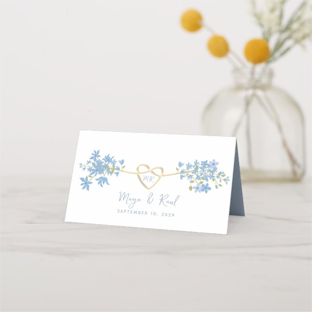 Carte De Placement Floral Dusty Blue Mariage Carte Place (Dos)