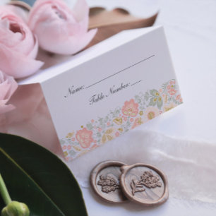 Carte De Placement Floral Elegance Peach Sage Blush Classic Mariage