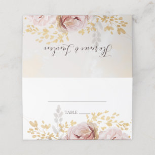 Carte De Placement Floral flush moderne   Aquarelle pliée