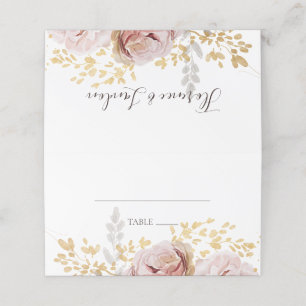 Carte De Placement Floral flush moderne   Carte de place pliée