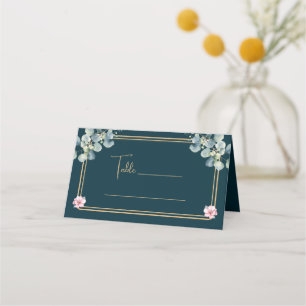 Carte De Placement Floral Moderne Eucalyptus Mariage Plaqué Carte Pla