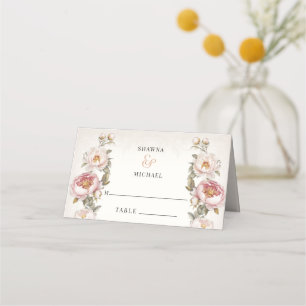 Carte De Placement Floral Pink Peony Elégante Réception De Mariage De