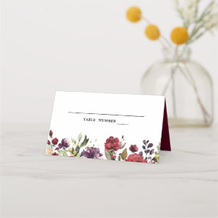 Carte De Placement Floral Rose de Bourgogne rougeole romantique