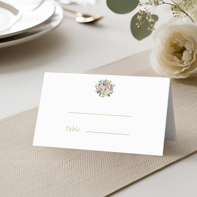 Carte De Placement Floral rose pâle Mariage personnalisé (Créateur téléchargé)