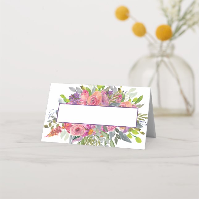 Carte De Placement Floral rose violet (Devant)