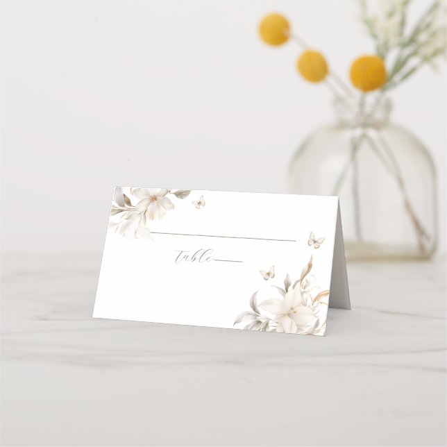 Carte De Placement Florales d'hiver en argent blanc Quinceañera (Devant)