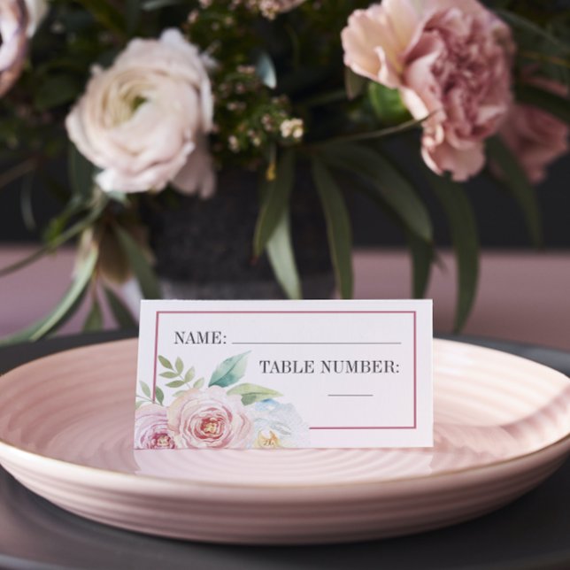 Carte De Placement Flore douce Romantique Verdure Mauve Mariage Place (Créateur téléchargé)