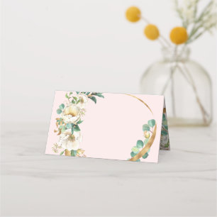 Carte De Placement Flore rose avec Baptême de la Croix d'or