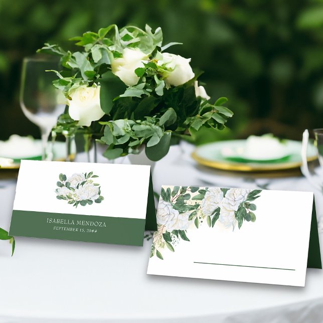 Carte De Placement Flore Rose de verdure et de pivoine blanche (Place cards from my Emerald Greenery & White Peony collection)