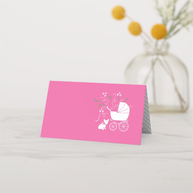 Carte De Placement Français Baby shower Bulldog Français Français ros (Devant)