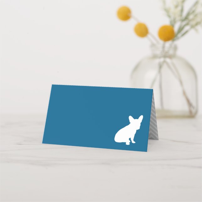 Carte De Placement Français Baby shower Bulldog Français Frenchie Blu (Devant)