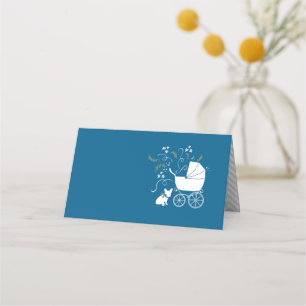 Carte De Placement Français Baby shower Bulldog Français Frenchie Blu