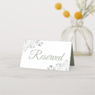 Carte De Placement Frills Argent Sage Blanc Élégant Mariage Réservé