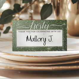 Carte De Placement FROSTY Rustique Sage Vert Aquarelle Monogramme