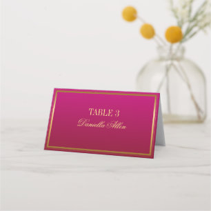 Carte De Placement Fuchsia et Gold Elegant Wedding Place Card