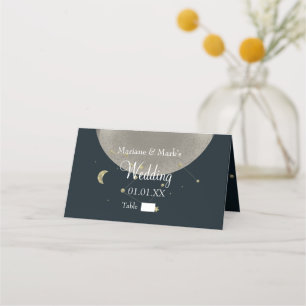 Carte De Placement Galaxy Constellation Mariage Étoile Dorée Lune Feu