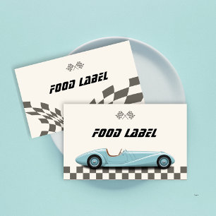 Carte De Placement Garçons Vintage Blue Retro Race Car fête d'anniver