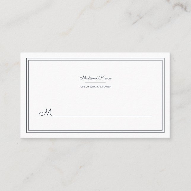 Carte De Placement Géométrique moderne | Mariage bleu simple (Devant)