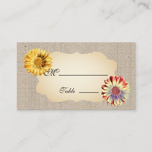 Carte De Placement Gerbera Daisy Gold Place Card pour Mariage d'occas (Devant)