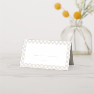 Carte De Placement Gingham beige mignon simple neutre baby shower