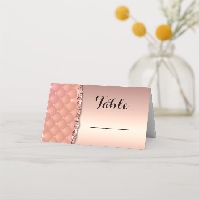 Carte De Placement Glam Rose Gold Parties scintillant déchiré métal (Devant)