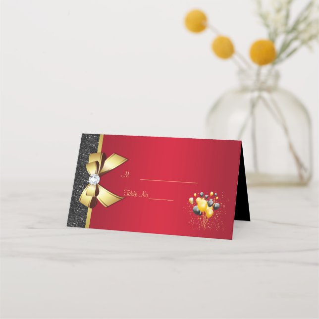 Carte De Placement Glamour, Romantique Élégance Anniversaire (Devant)